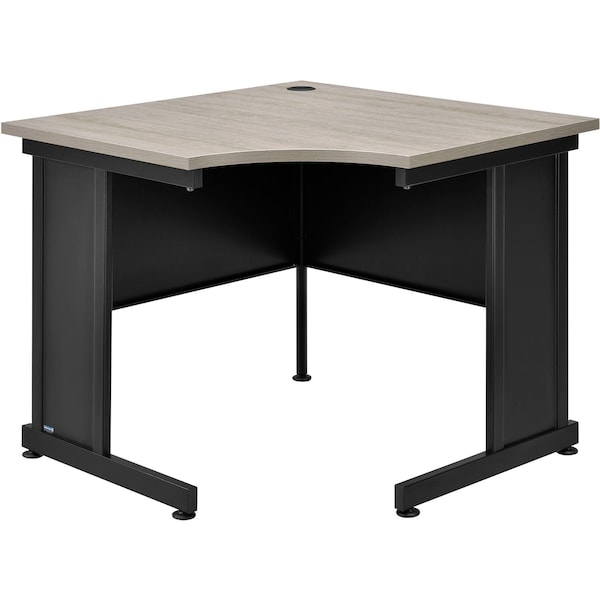 Interion By Global Industrial Corner Desk, 36 in D X 30 in H, 36 in W X Steel Frame, Laminate Top, Rustic Gray 240347RGY - main